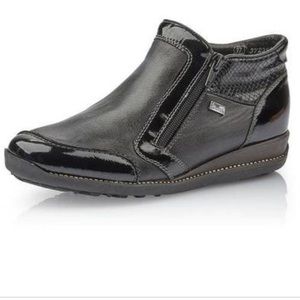 RIEKER WOMENS DUAL ZIP LOW BOOTS - BLACK Size 42 or 10